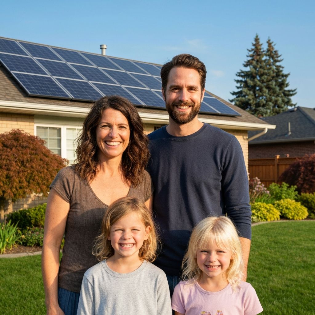 Happy Calgary homeowner with solar panels
